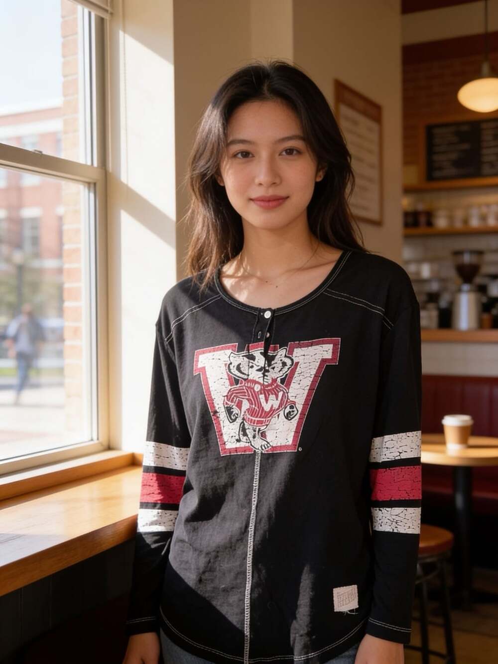 The Retro Brand Wisconsin Badgers Size X-Large Henley